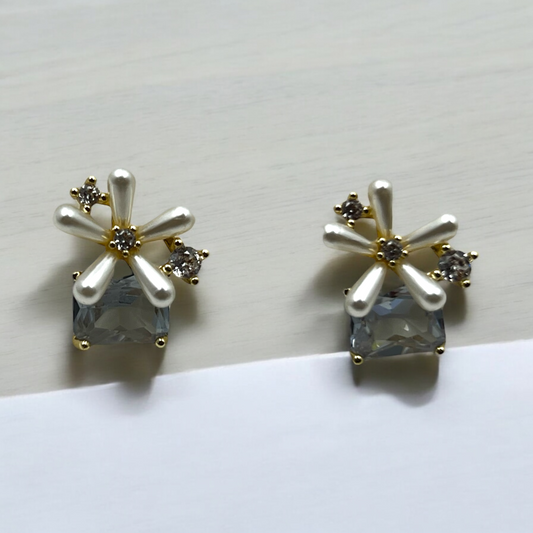 Pearl Blossom Crystal Earrings