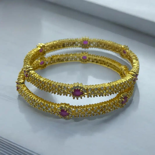 Majestic Ruby & Crystal Bangle Set