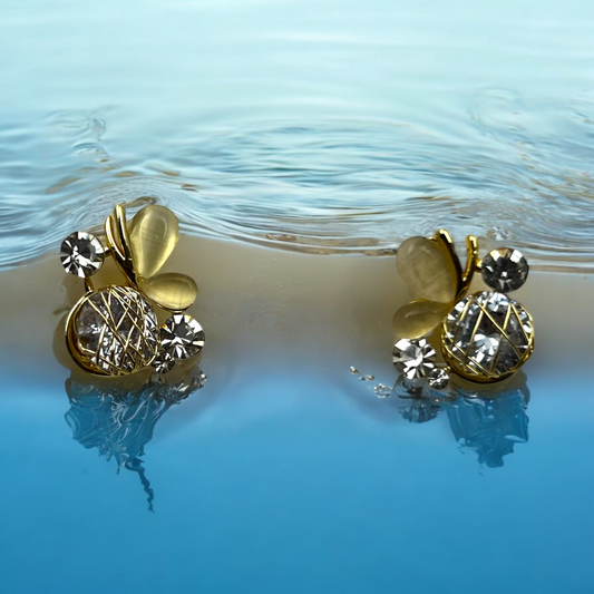 Golden Honey Bee Stud Earrings