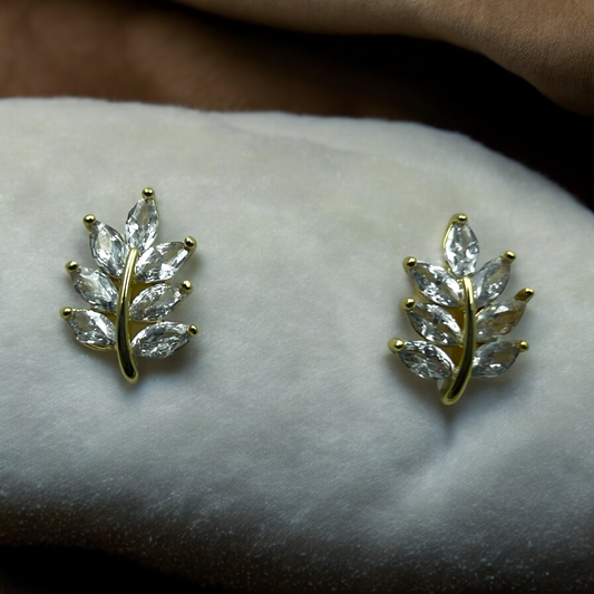 Gold Leaf Marquise Crystal Earrings