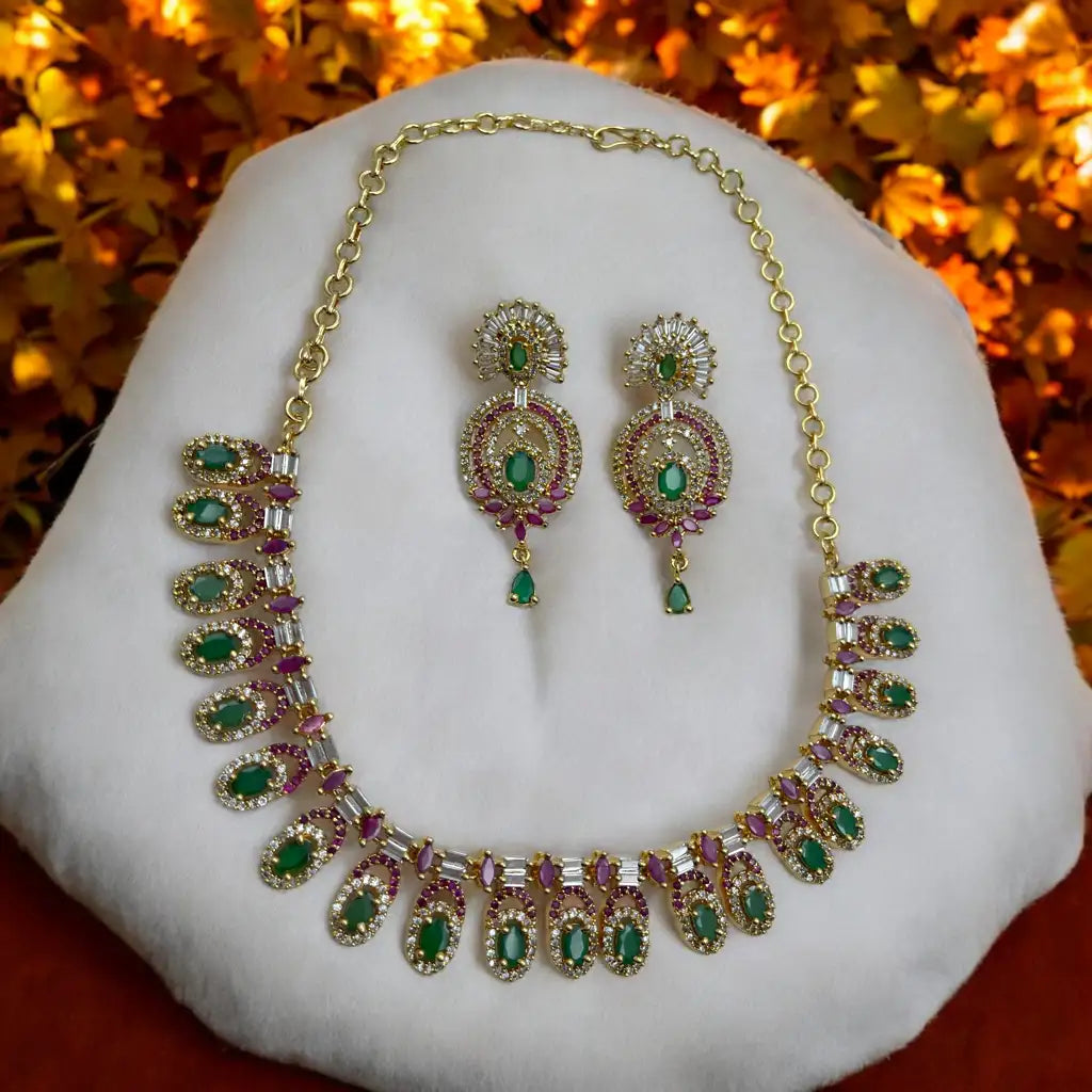 Regal Emerald & Ruby Necklace Set