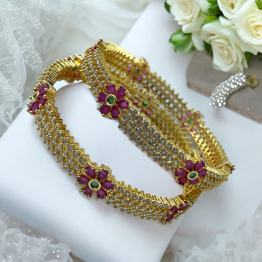 Gulabi Phool Bangle Set