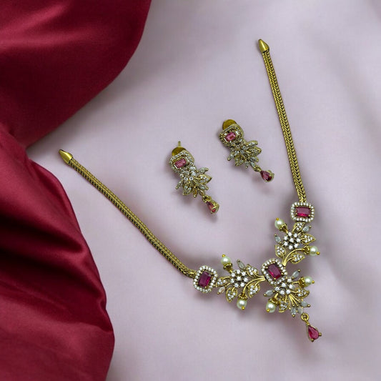 Roshini Ruby Pearl Necklace Set