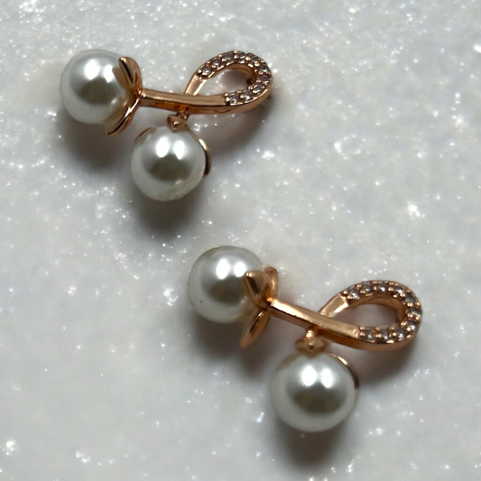 Double Pearl Loop Earrings