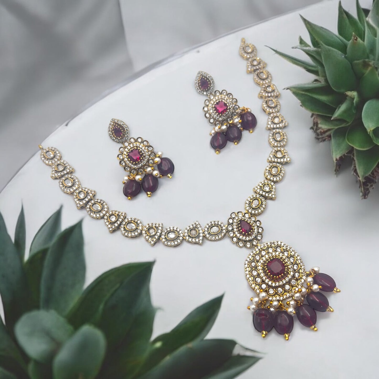 ✨ "Amethyst Jyoti" Necklace Set