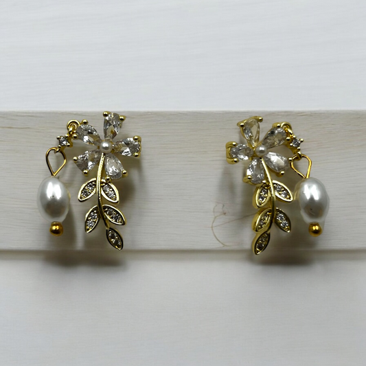 Floral Vine Pearl Earrings