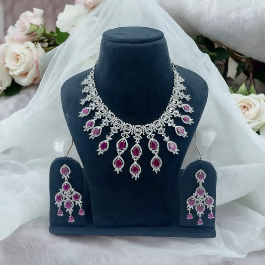 Radiant Elegance American Diamond (AD) Necklace and Earrings Set