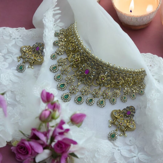 Regal Emerald & Ruby Choker Set