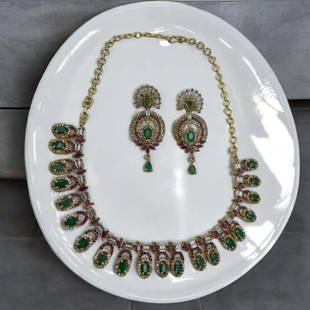 Regal Emerald & Ruby Necklace Set