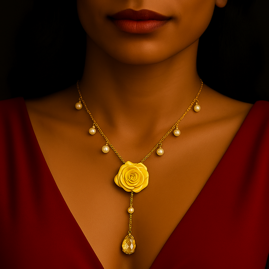 πΉ "Golden Dewdrop Rose" Necklace πΉ