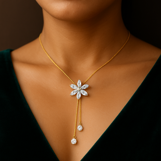 ๐ค "Crystal Bloom Drop" Necklace ๐ค