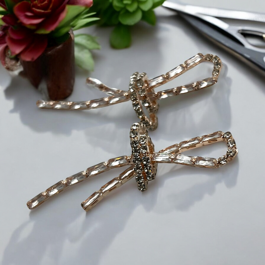 Crystal Ribbon Bow Earrings