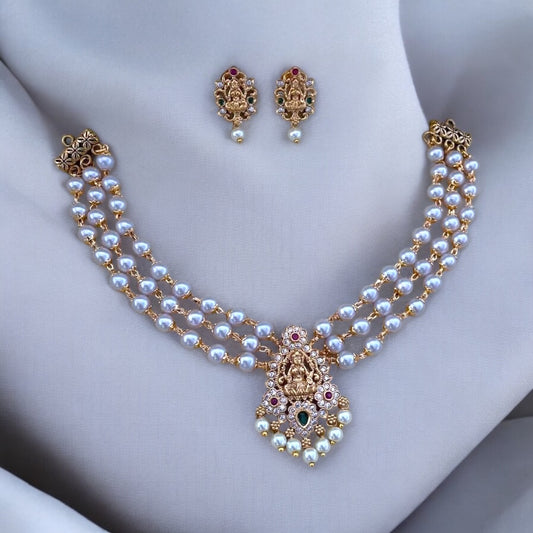 Pearl Lakshmi Necklace Set