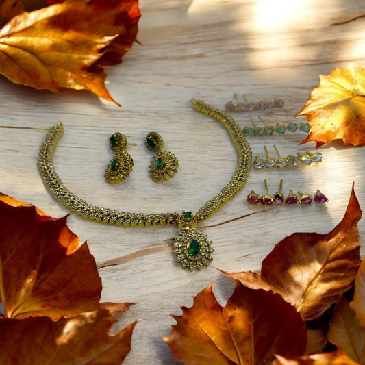 Elegant Necklace Set - Interchangeable Stones