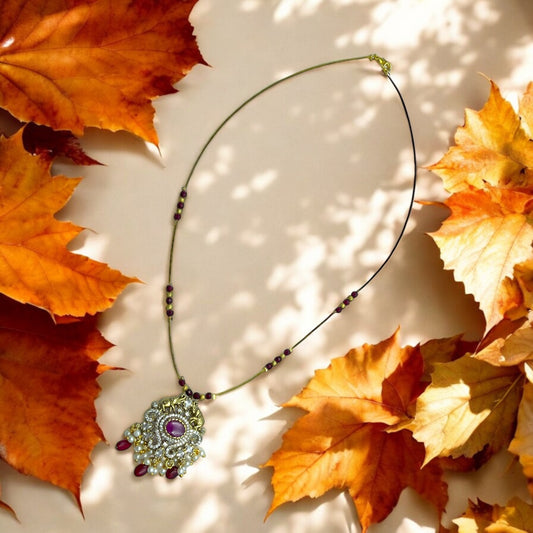 Aaradhya Ruby Pearl Necklace