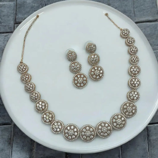 Radiant Grace American Diamond (AD) Necklace and Earrings Set