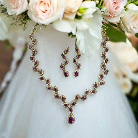Ruby Radiance Necklace and Earrings Set