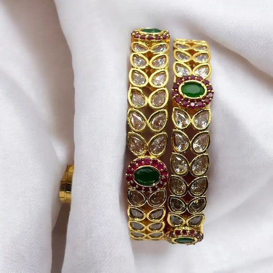 Regal Teardrop Kundan Bangle Set