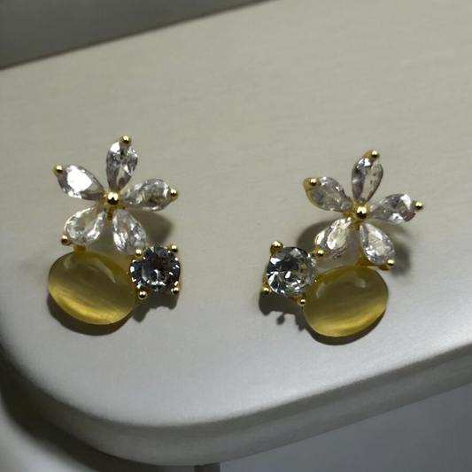 Golden Blossom Crystal Studs