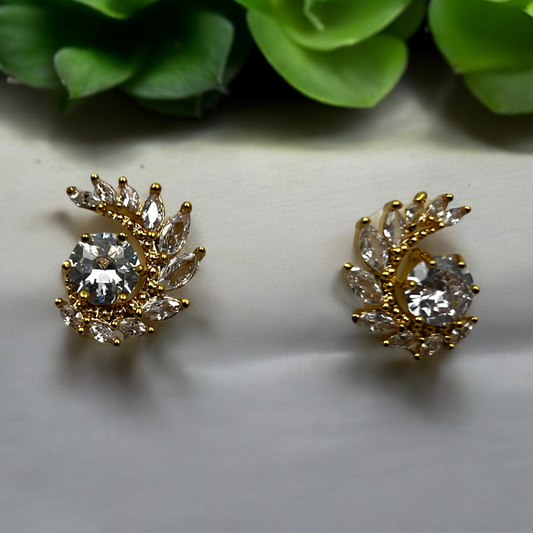 Crystal Vine Gold Stud Earrings