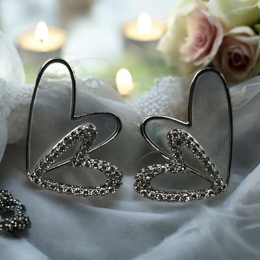 Iridescent Double Heart Earrings