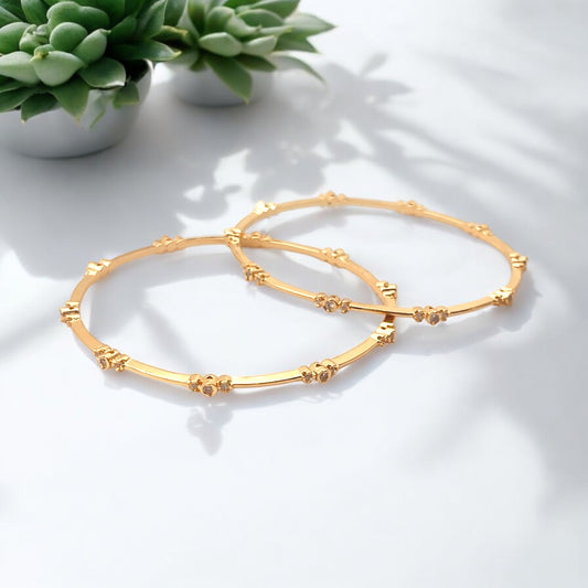 💖 "Pushpa Tarang" Rose Gold Floral Bangle Set💖