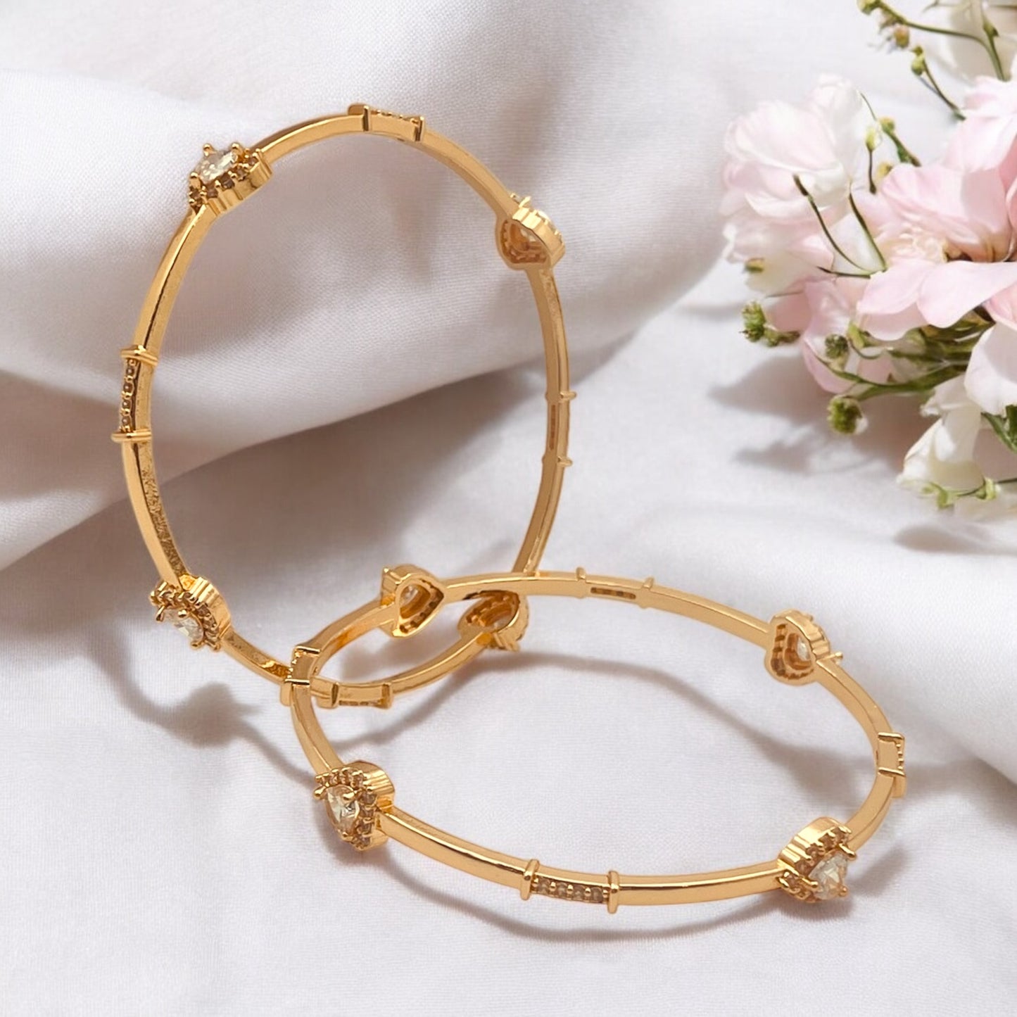 ✨ "Hridaya Tarang" Rose Gold Heart Bangle Set ✨