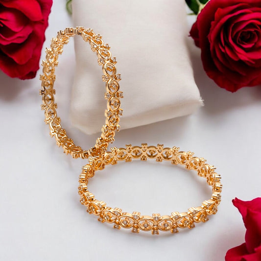 💖"Pallavi Bandhan" Rose Gold Floral Bangle Set💖