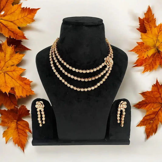Royal Cascade American Diamond (AD) Necklace and Earrings Set