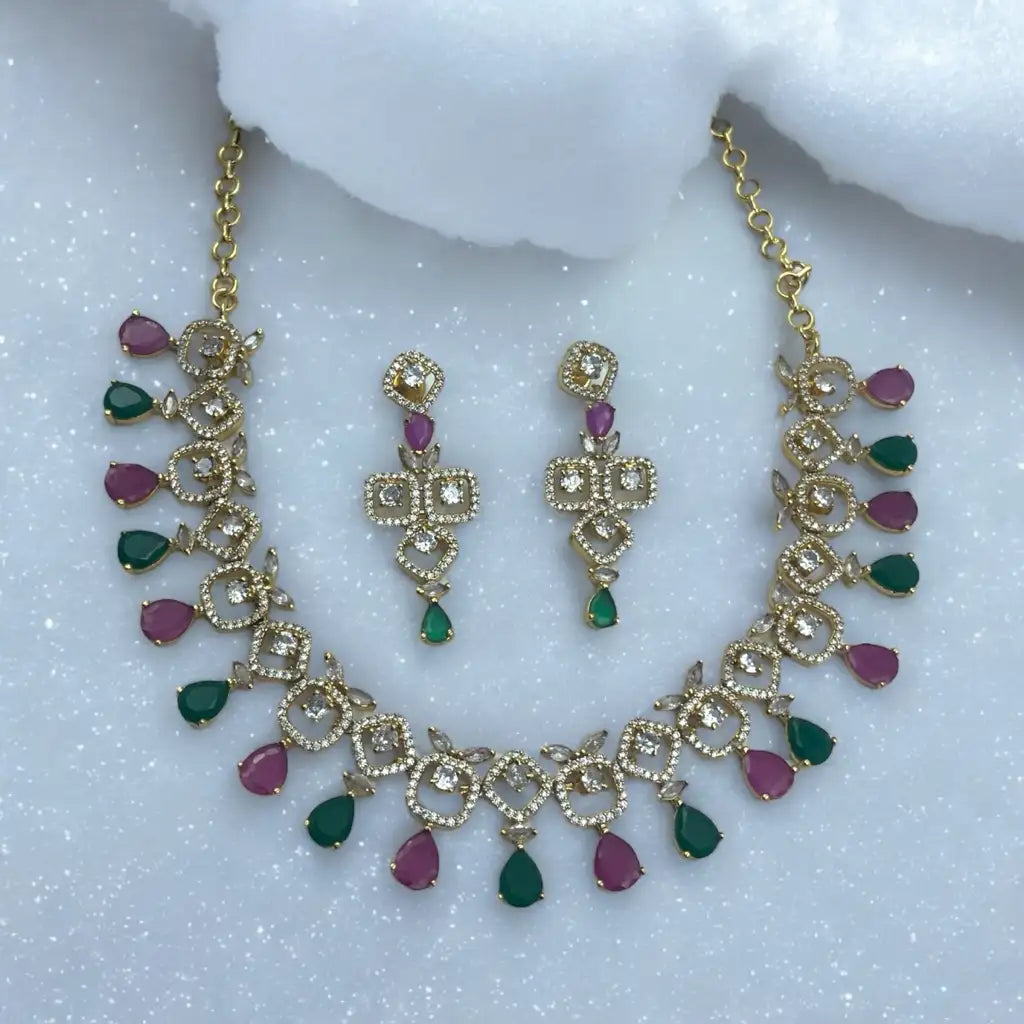 Regal Charm Necklace and Earrings Set