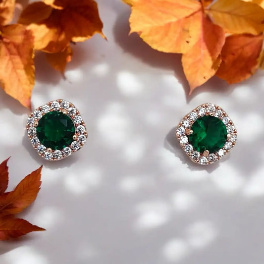 Evergreen Halo Stud Earrings