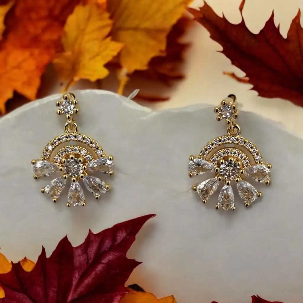 Golden Radiance Fan Earrings