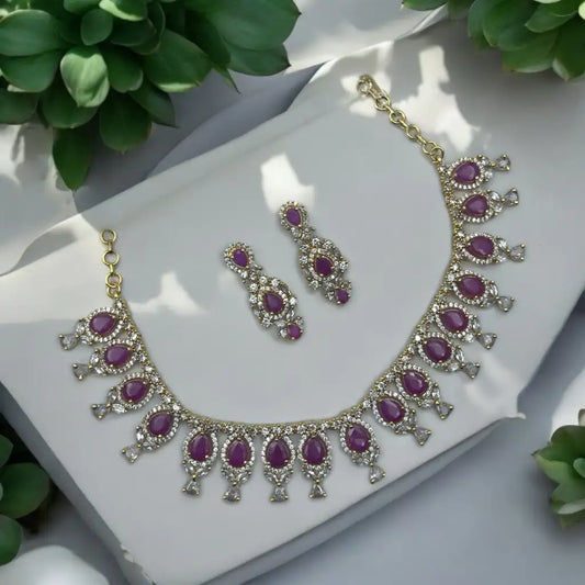 Royal Amethyst Necklace and Earrings Set