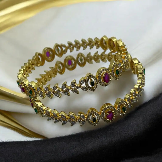 Regal Gemstone & Crystal Bangle Set