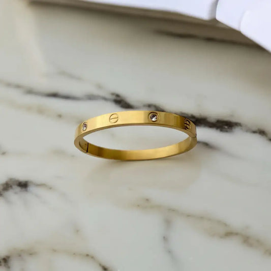 Classic Semi-Studded Gold Cuff