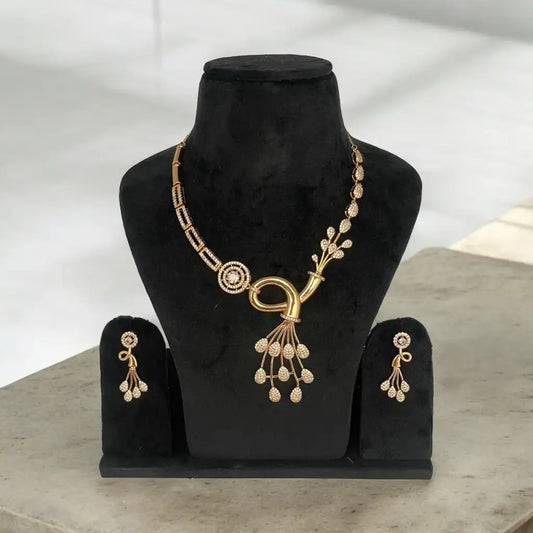 Enchanted Bloom American Diamond (AD) Necklace and Earrings Set