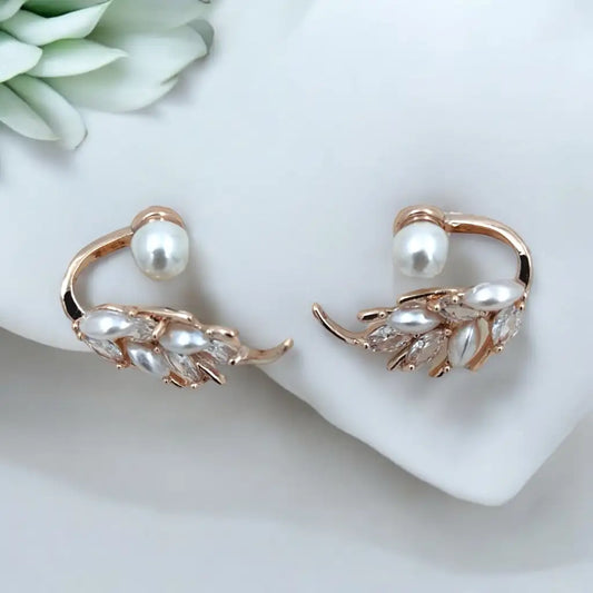 Graceful Vine Pearl Stud Earrings