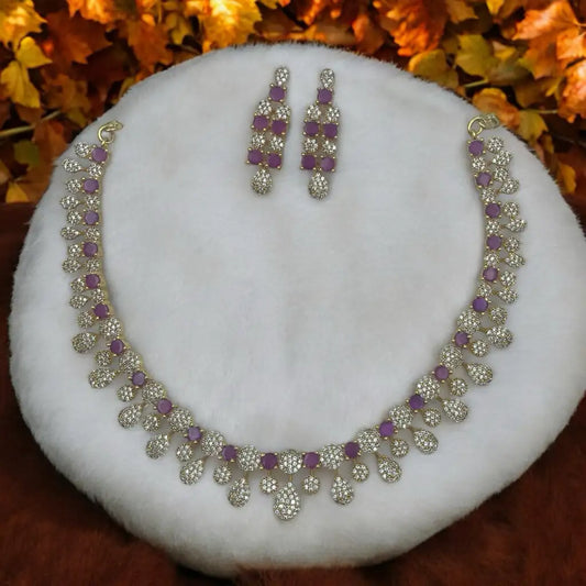 Regal Crystal & Gemstone Necklace and Earrings Set