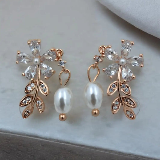 Floral Elegance Pearl Drop Earrings