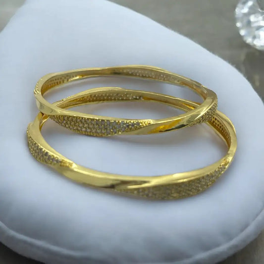 Twisted Elegance Gold Bangle Set