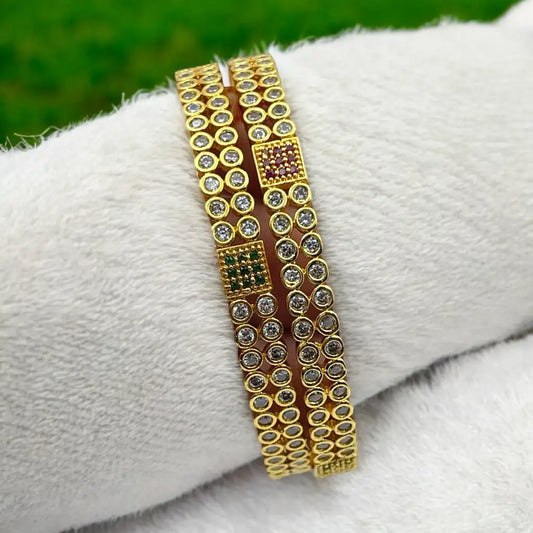 Elegant Gold & Crystal Bangle Set