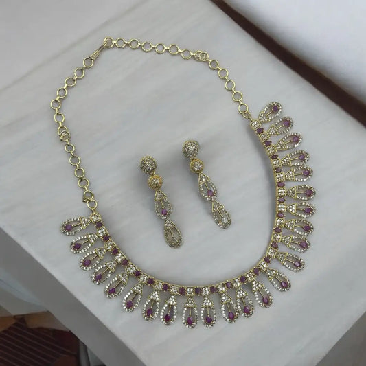 Lavender Teardrop Necklace and Earrings Set