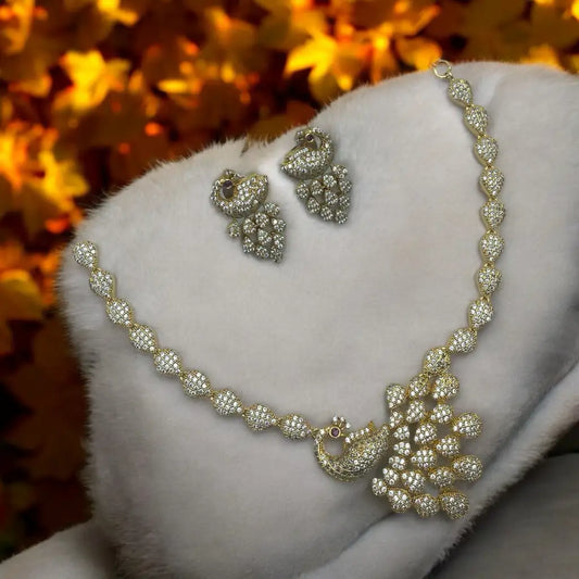 Peacock Royalty Necklace and Earrings Set