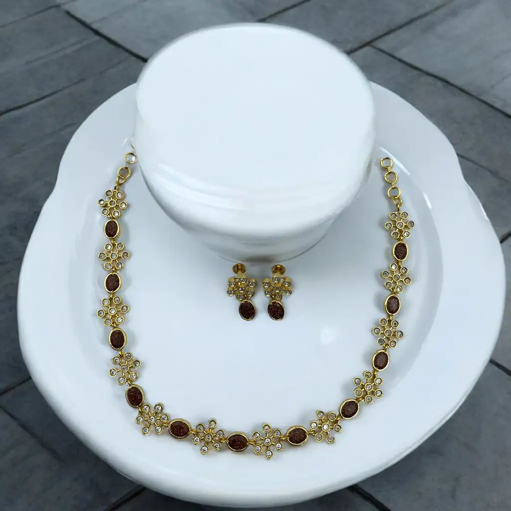Ruby Blossom Necklace and Earrings Set