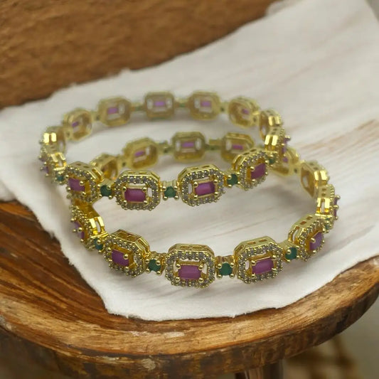 Royal Ruby & Emerald Bangle Set