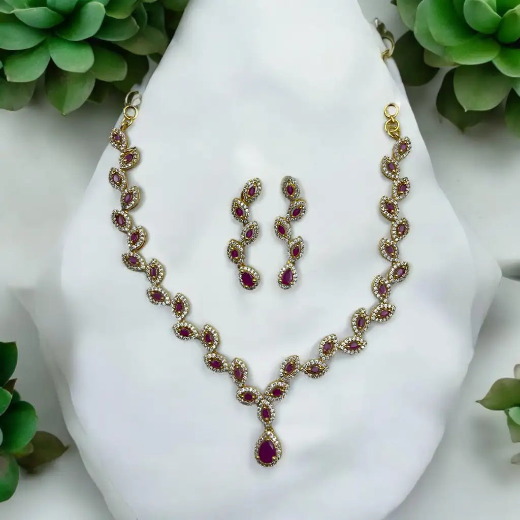 Ruby Radiance Necklace and Earrings Set