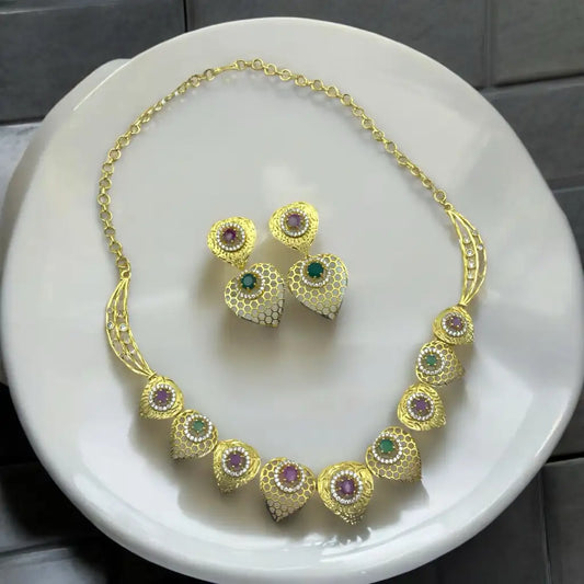 Royal Honeycomb Necklace & Earrings Set