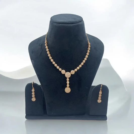 Rose Gold Harmony American Diamond (AD) Necklace and Earrings Set