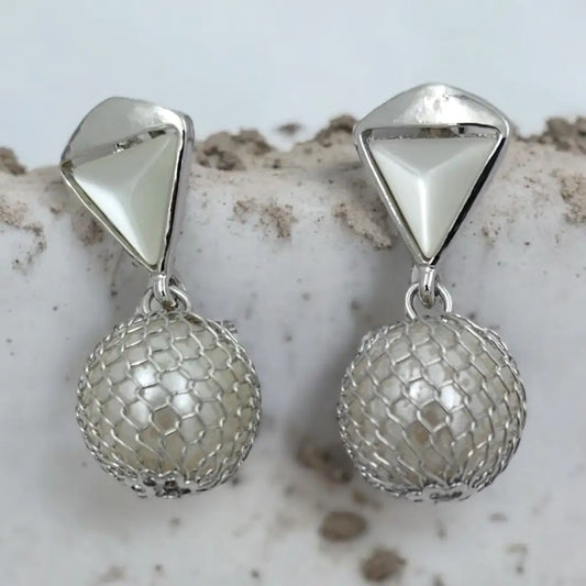 Radiant Pearl Cage Drop Earrings