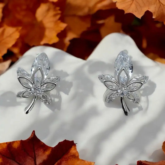 Crystal Leaf Elegance Earrings
